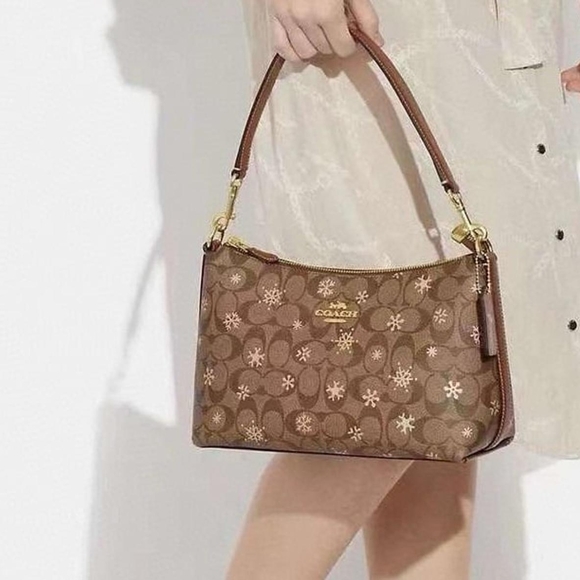 COACH Clara Shoulder Bag In Signature Canvas Leather With Snowflake Print - Picture 2 of 11